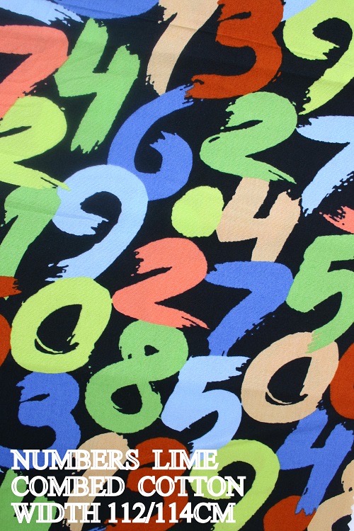 NUMBERS LIME COTTON