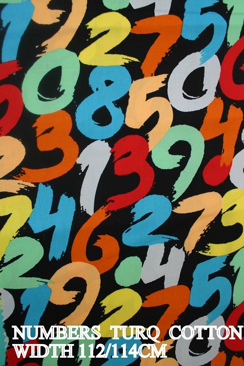 NUMBERS TURQ  COTTON